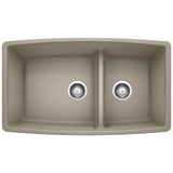 Blanco Performa SILGRANIT 33" 60/40 Double Bowl Undermount Kitchen Sink with Low Divide Blanco