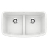 Blanco Valea SILGRANIT 32" 50/50 Double Bowl Undermount Kitchen Sink with Low Divide Blanco