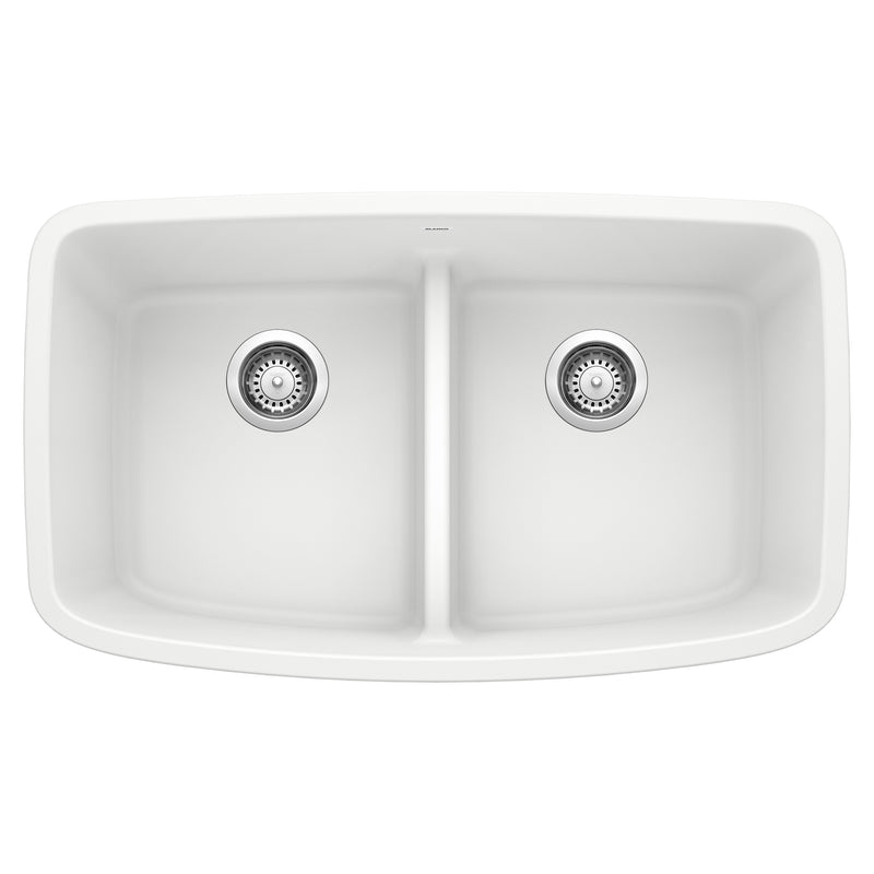 Blanco Valea SILGRANIT 32" 50/50 Double Bowl Undermount Kitchen Sink with Low Divide Blanco