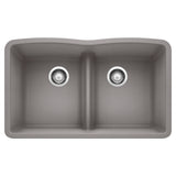 Blanco Diamond SILGRANIT 32" 50/50 Double Bowl Undermount Kitchen Sink with Low Divide Blanco