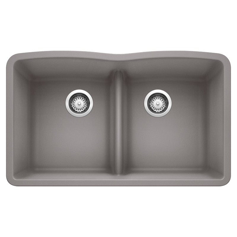 Blanco Diamond SILGRANIT 32" 50/50 Double Bowl Undermount Kitchen Sink with Low Divide Blanco