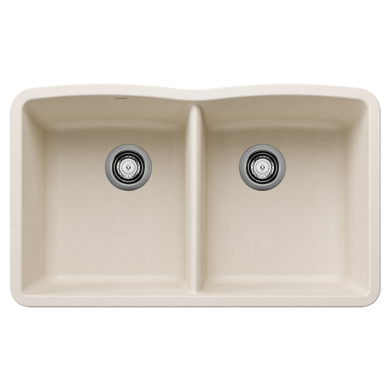 Blanco Diamond SILGRANIT 32" 50/50 Double Bowl Undermount Kitchen Sink Blanco