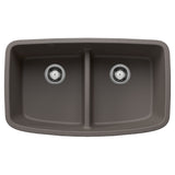 Blanco Valea SILGRANIT 32" 50/50 Double Bowl Undermount Kitchen Sink with Low Divide Blanco