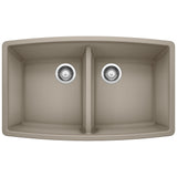 Blanco Performa SILGRANIT 33" 50/50 Double Bowl Undermount Kitchen Sink Blanco