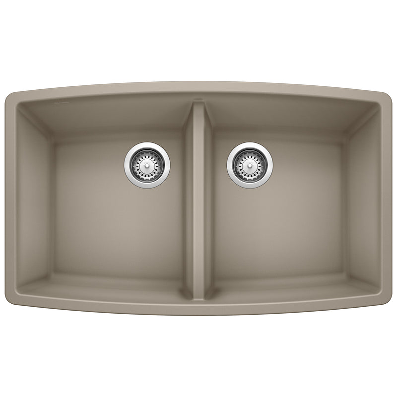 Blanco Performa SILGRANIT 33" 50/50 Double Bowl Undermount Kitchen Sink Blanco