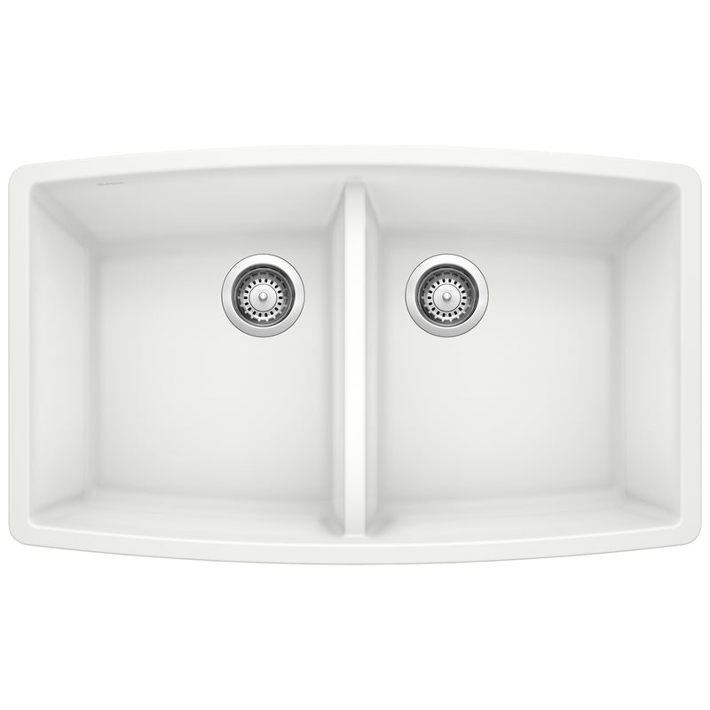 Blanco Performa SILGRANIT 33" 50/50 Double Bowl Undermount Kitchen Sink Blanco