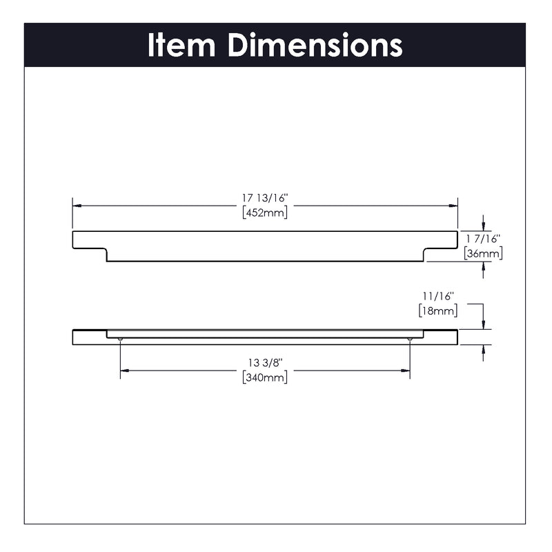 Hickory Hardware Austere Aluminum Handle 18 Inch (2 Pack) Hickory Hardware