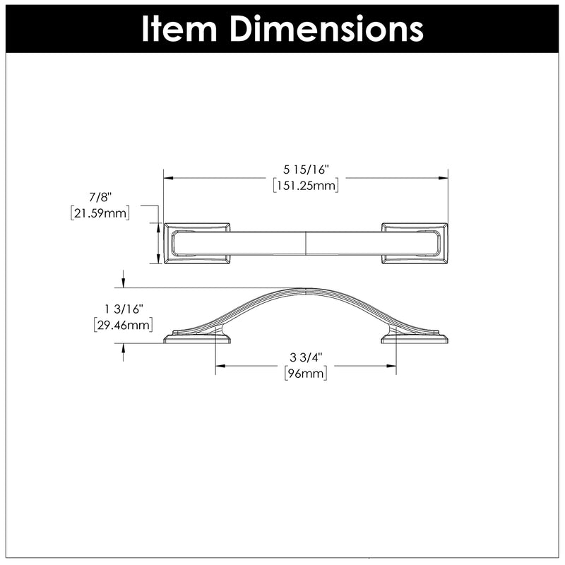 Hickory Hardware Dover Pull 3-3/4 Inch (96mm) Center to Center Hickory Hardware