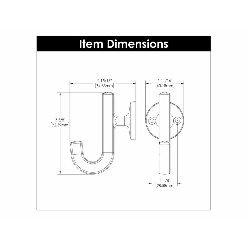 Hickory Hardware Woodward Hook 1-1/8 Inch Center to Center Hickory Hardware