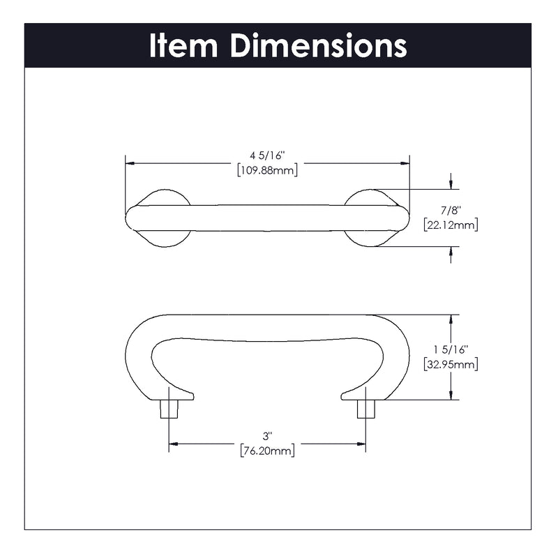 Hickory Hardware Craftsman Pull 3 Inch Center to Center Hickory Hardware