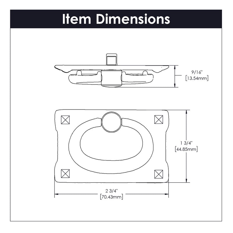 Hickory Hardware Old Mission Ring Pull 1-1/8 Inch Center to Center Hickory Hardware