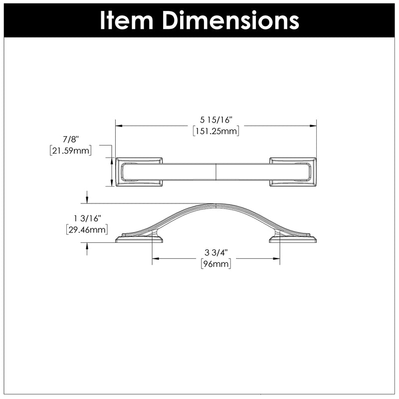 Hickory Hardware Dover Pull 3-3/4 Inch (96mm) Center to Center Hickory Hardware