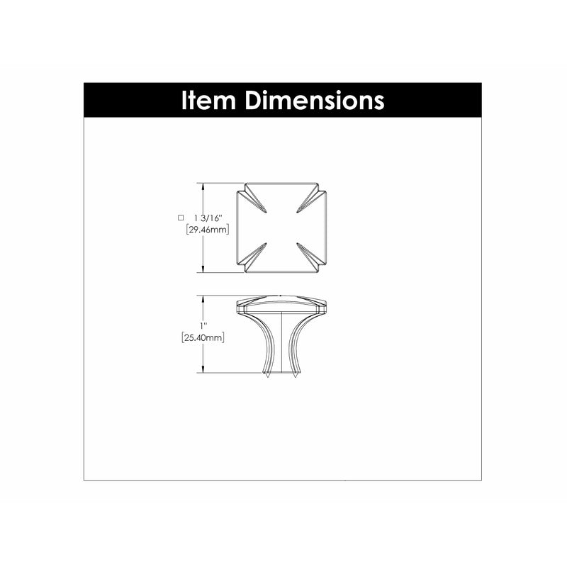 Hickory Hardware Bridges Square Knob 1-3/16 Inch Square Hickory Hardware