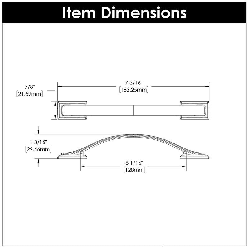 Hickory Hardware Dover Pull 5-1/16 Inch (128mm) Center to Center Hickory Hardware