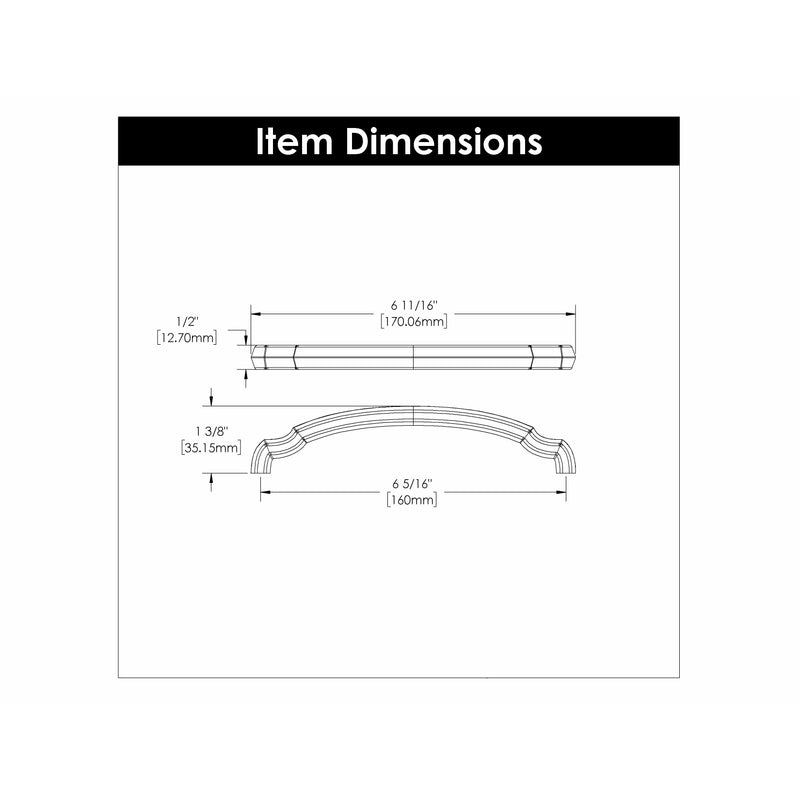 Hickory Hardware Veranda Pull 6-5/16 Inch (160mm) Center to Center Hickory Hardware