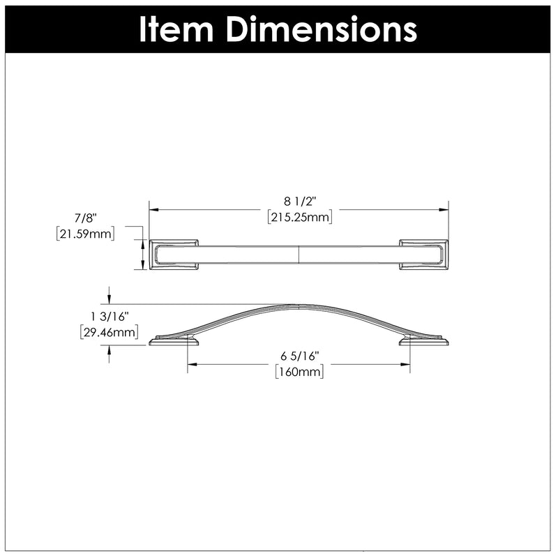 Hickory Hardware Dover Pull 6-5/16 Inch (160mm) Center to Center Hickory Hardware