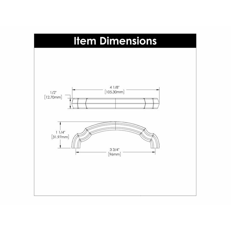 Hickory Hardware Veranda Pull 3-3/4 Inch (96mm) Center to Center Hickory Hardware