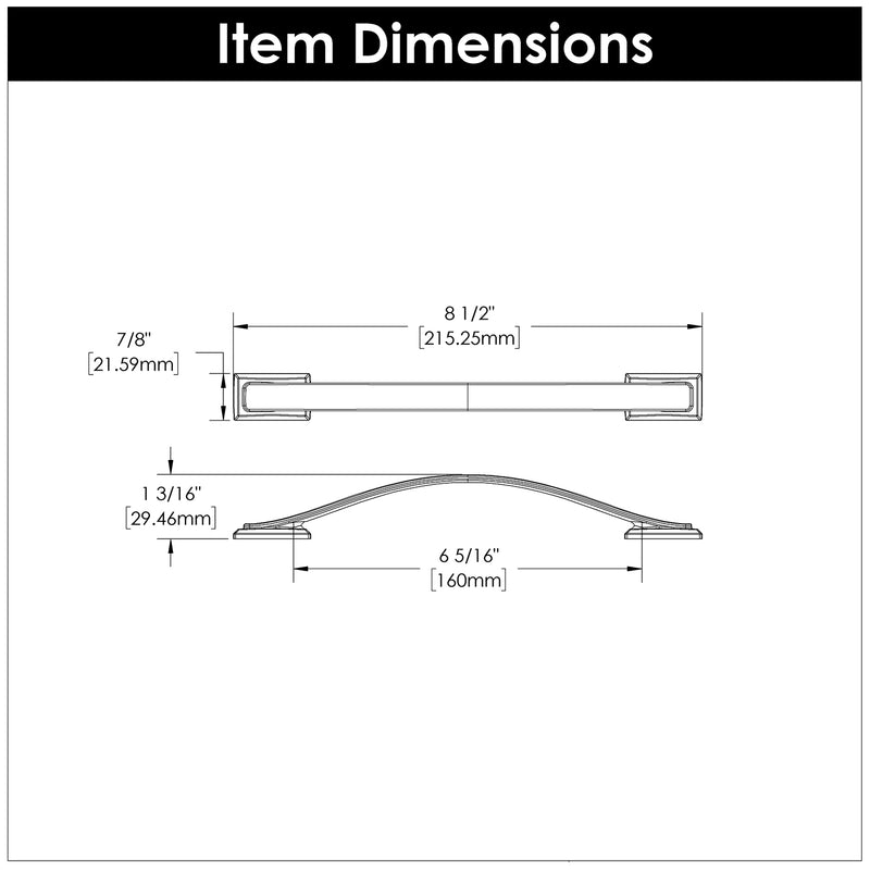 Hickory Hardware Dover Pull 6-5/16 Inch (160mm) Center to Center Hickory Hardware