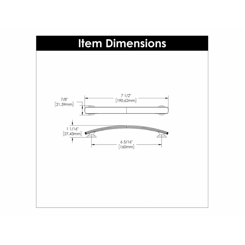 Hickory Hardware American Diner Pull 6-5/16 Inch (160mm) Center to Center Hickory Hardware