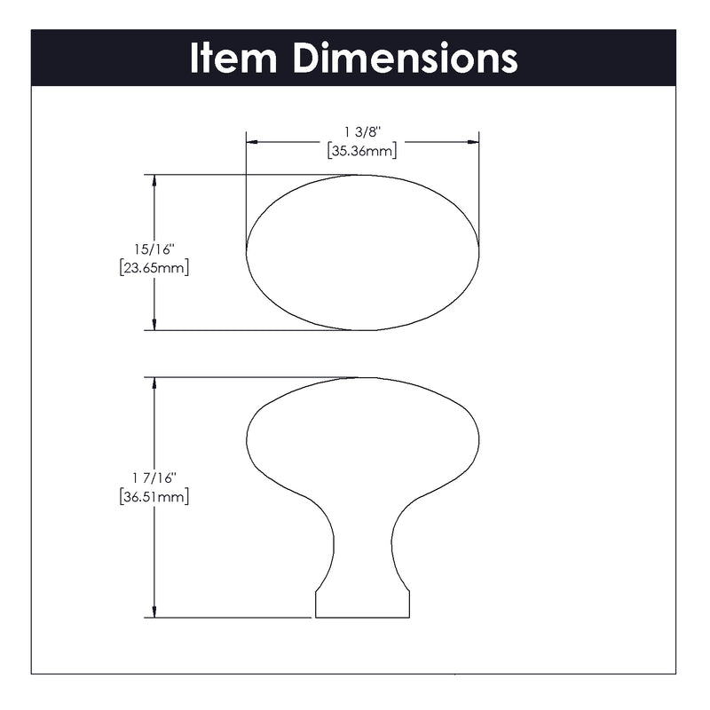 Hickory Hardware Williamsburg Knob 1-3/8 Inch x 15/16 Inch Hickory Hardware