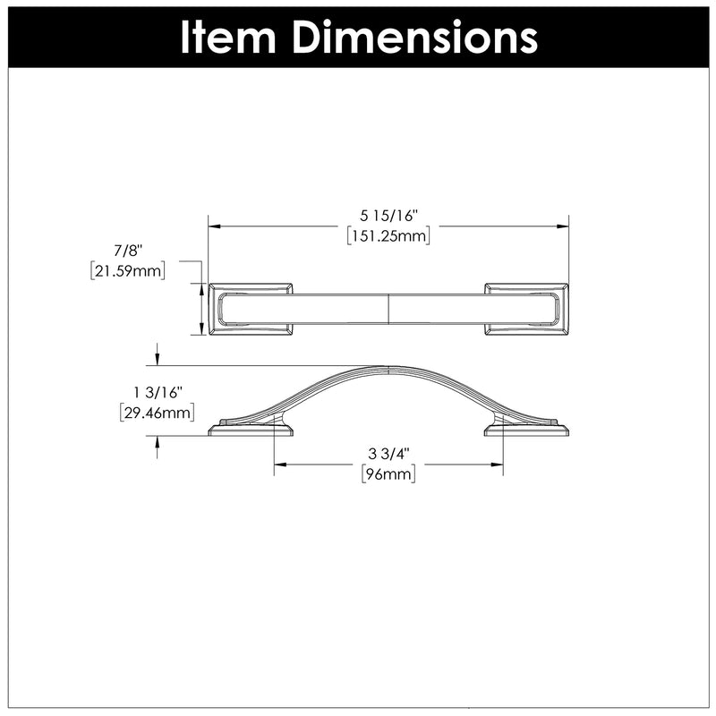 Hickory Hardware Dover Pull 3-3/4 Inch (96mm) Center to Center Hickory Hardware