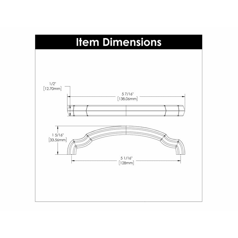 Hickory Hardware Veranda Pull 5-1/16 Inch (128mm) Center to Center Hickory Hardware