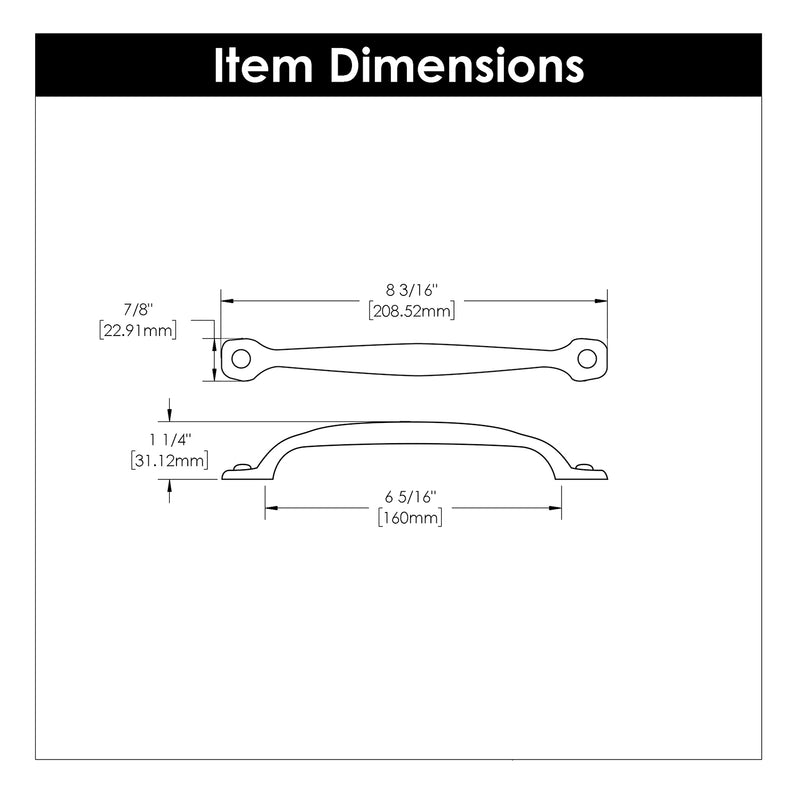 Hickory Hardware Refined Rustic Pull 6-5/16 Inch (160mm) Center to Center Hickory Hardware