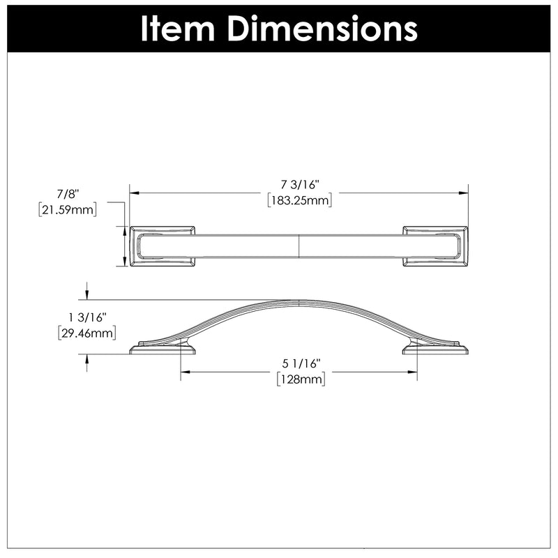 Hickory Hardware Dover Pull 5-1/16 Inch (128mm) Center to Center Hickory Hardware