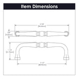 Hickory Hardware Williamsburg Pull 3-1/2 Inch Center to Center Hickory Hardware