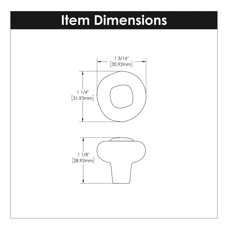 Hickory Hardware Refined Rustic Knob 1-1/4 Inch Diameter Hickory Hardware