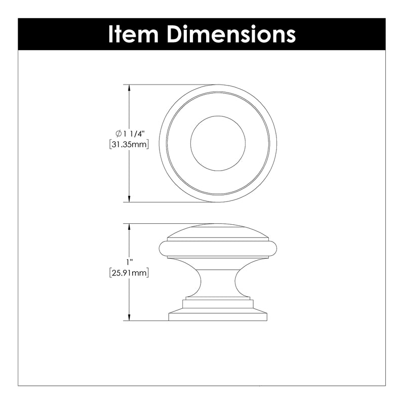 Hickory Hardware Williamsburg Knob 1-1/4 Inch Diameter Hickory Hardware