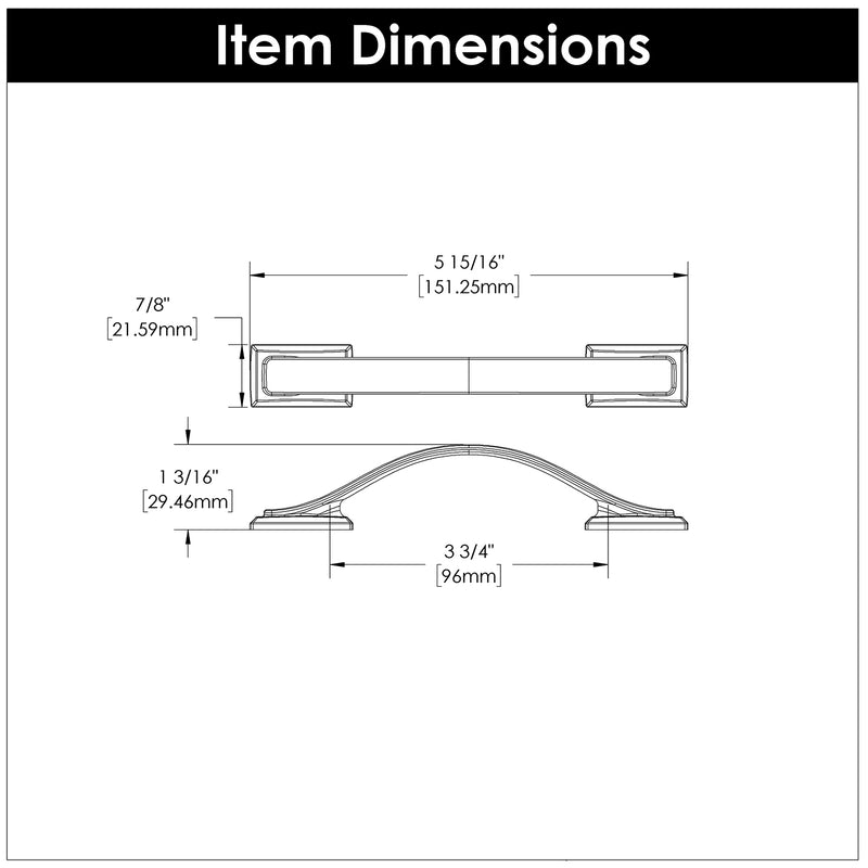 Hickory Hardware Dover Pull 3-3/4 Inch (96mm) Center to Center Hickory Hardware