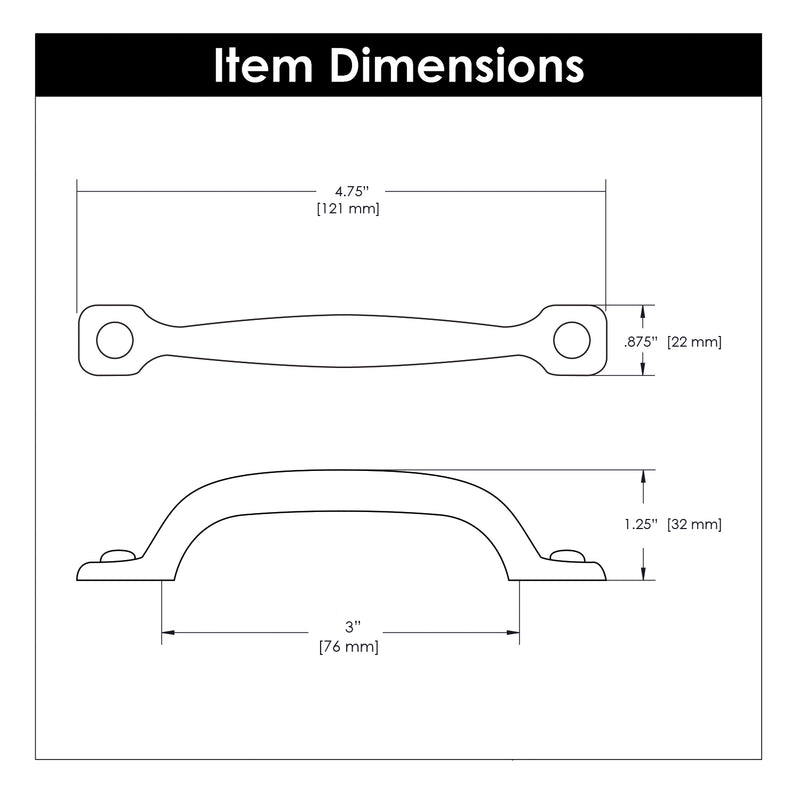 Hickory Hardware Refined Rustic Pull 3 Inch Center to Center Hickory Hardware