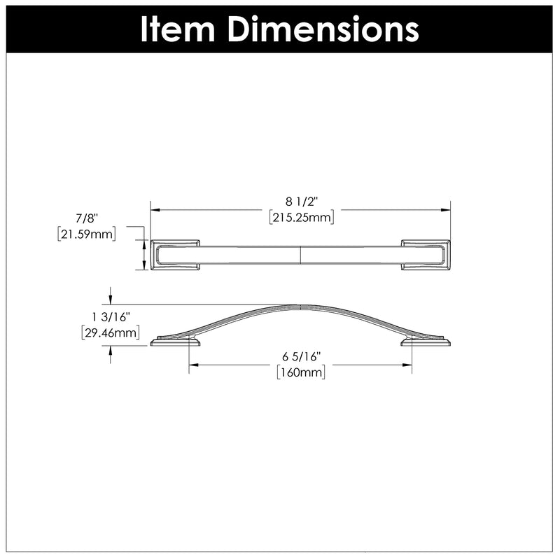 Hickory Hardware Dover Pull 6-5/16 Inch (160mm) Center to Center Hickory Hardware