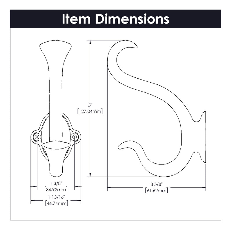 Hickory Hardware Craftsman Hook 1-3/8 Inch Center to Center Hickory Hardware