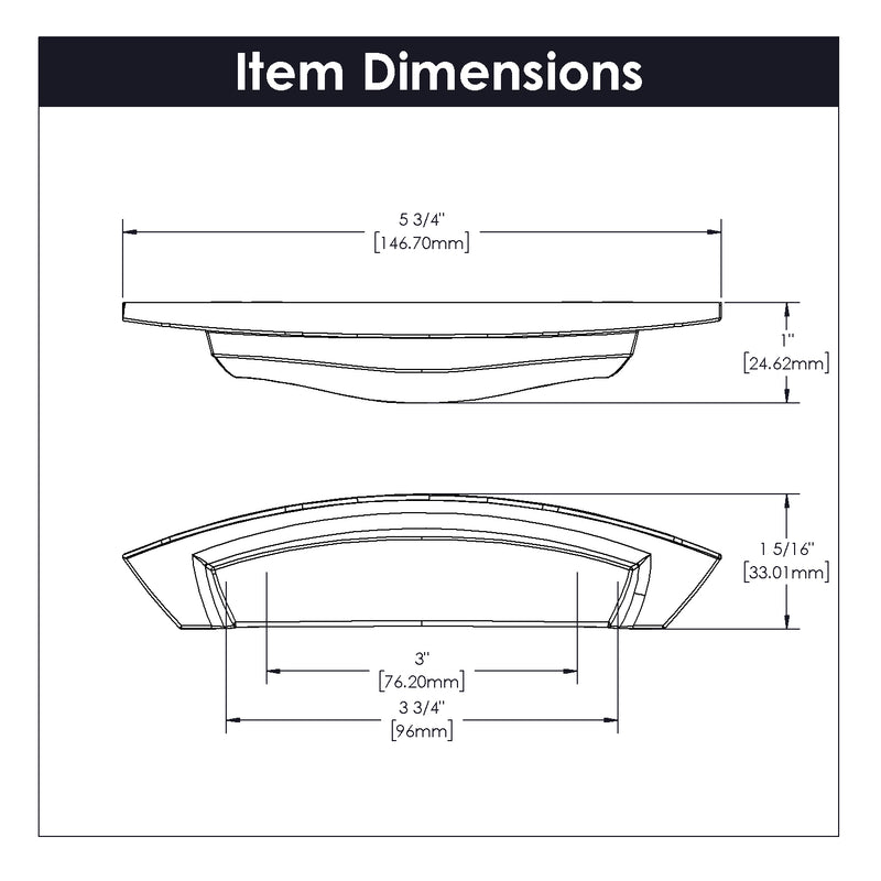 Hickory Hardware Velocity Cup Pull 3 Inch & 3-3/4 Inch (96mm) Center to Center Hickory Hardware