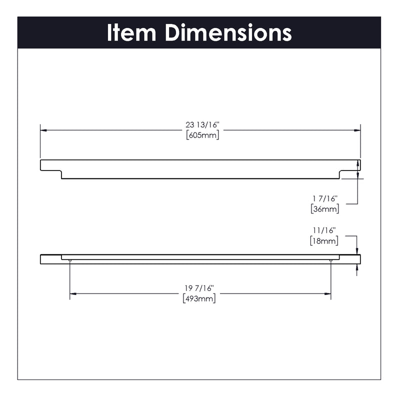 Hickory Hardware Austere Aluminum Handle 24 Inch (2 Pack) Hickory Hardware