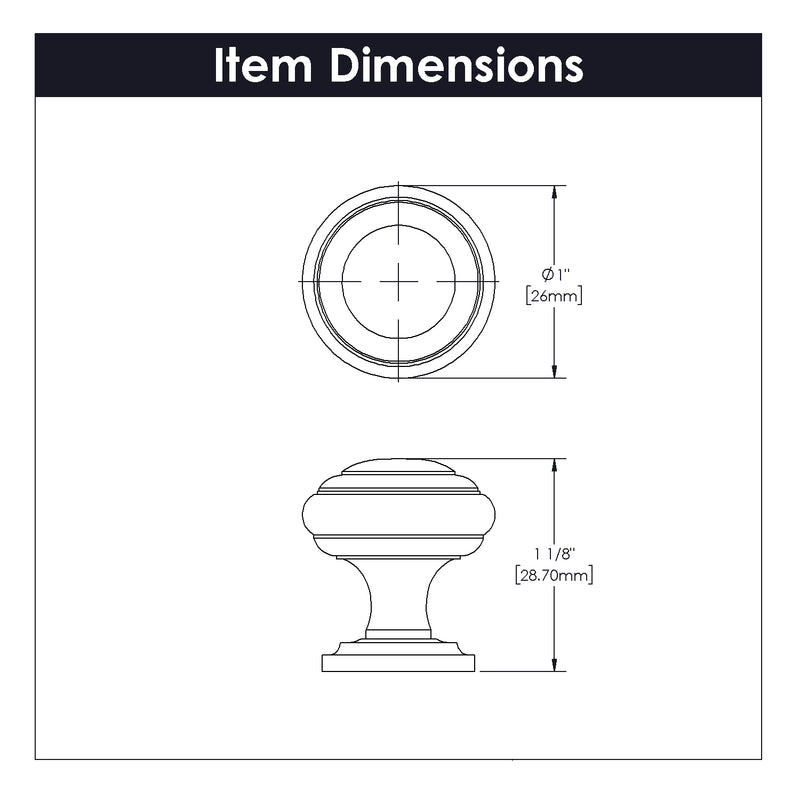 Hickory Hardware Zephyr Knob 1 Inch Diameter Hickory Hardware