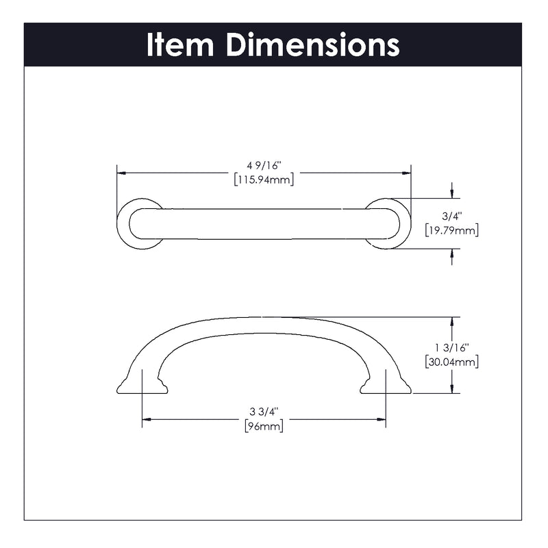 Hickory Hardware Zephyr Pull 3-3/4 Inch (96mm) Center to Center Hickory Hardware