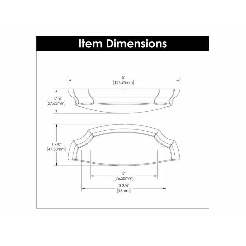 Hickory Hardware Veranda Cup Pull 3 Inch & 3-3/4 Inch (96mm) Center to Center Hickory Hardware